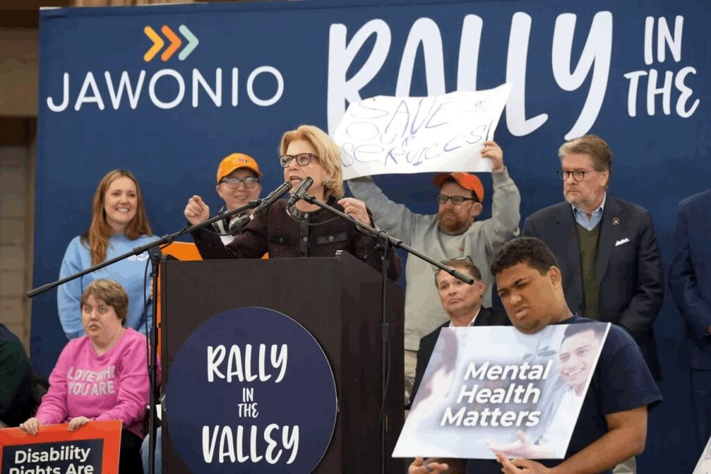 NYS Senator Shelley Mayer attends rally